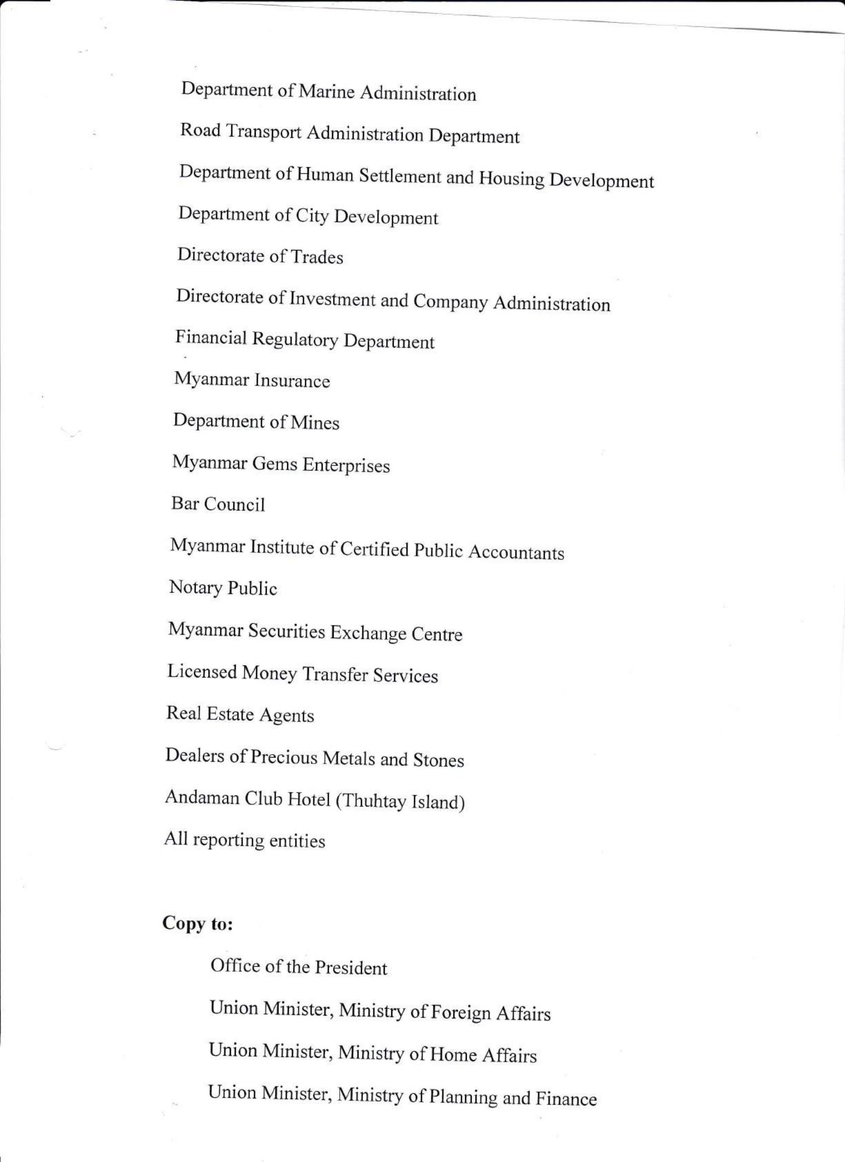 CCCT proliferation order (2 2018)