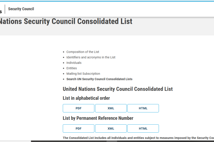 UNSCR sanction List