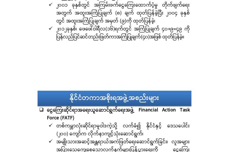  International Standard & Myanmar Effort AML